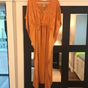 Tanavana silky orange/white tunic dress.
